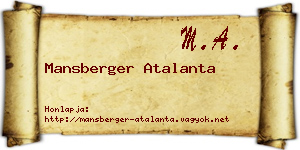 Mansberger Atalanta névjegykártya